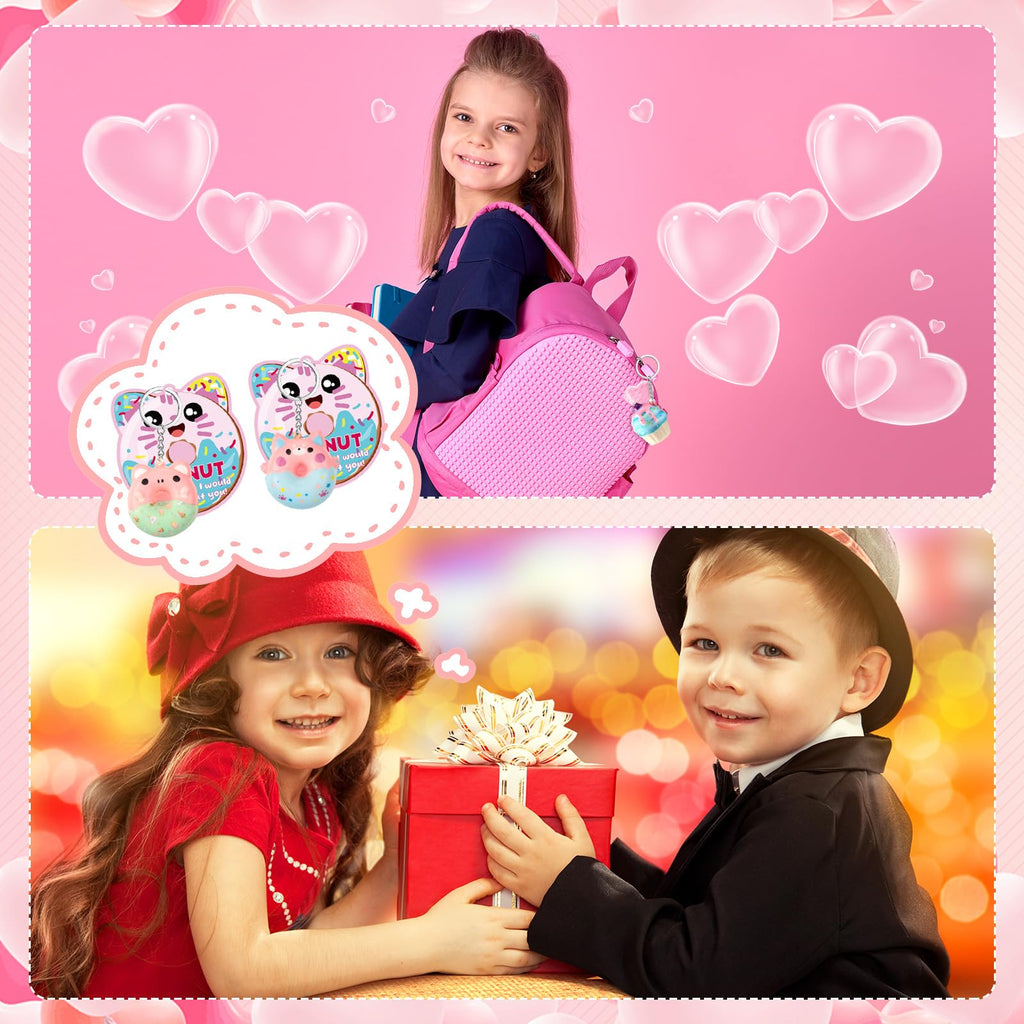 Quelay 36 Valentines Cards with Scented Dessert Keychains for Classroom Exchange