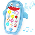 QUERCITRON Baby Shark Cell Phone Toy with Removable Teether Case, Lights & Music, Blue, 12 Months+