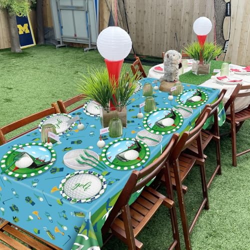 QUERICKY Golf Party Supplies for 20 Guests – Disposable Tableware Set with Plates, Napkins, Forks & Tablecloth