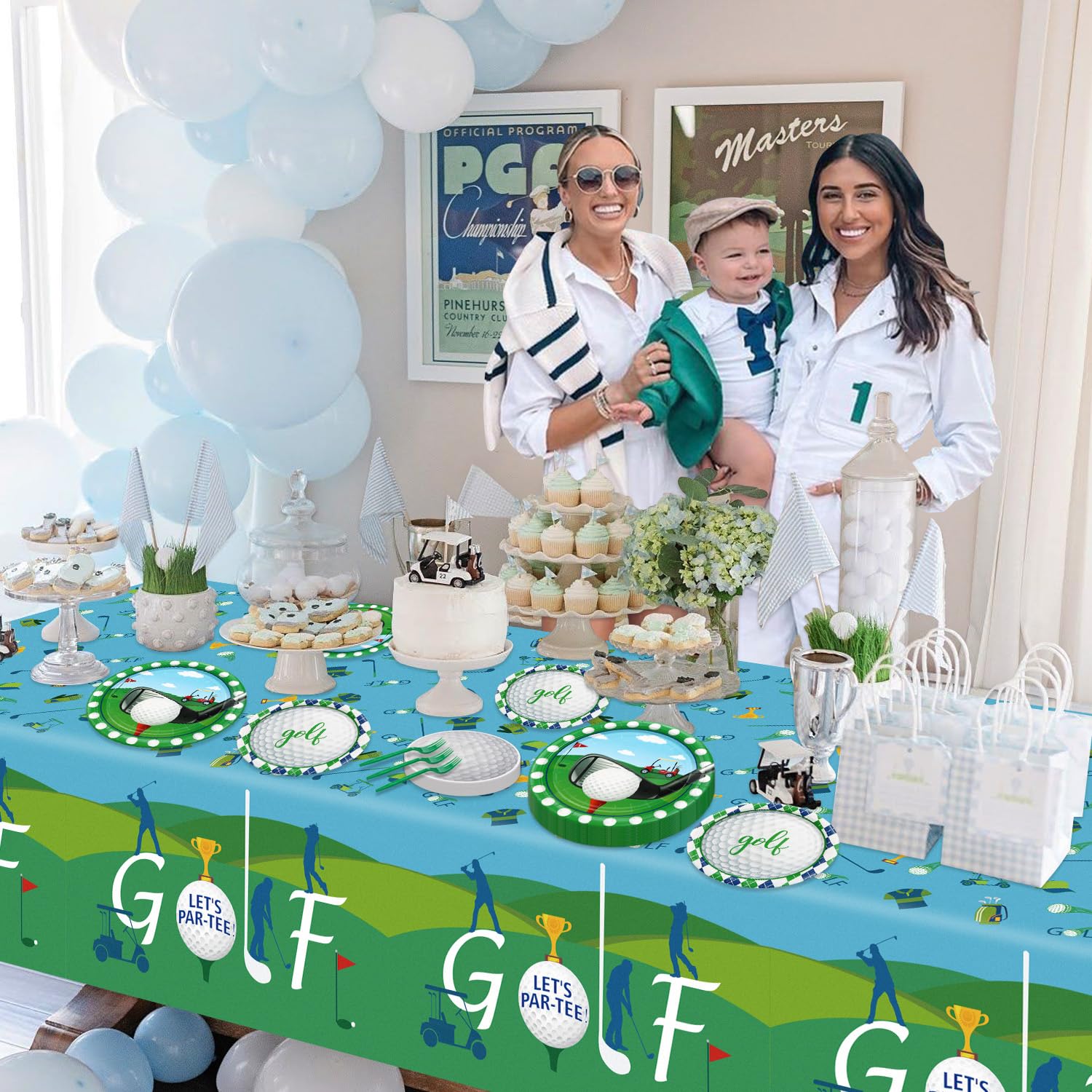 QUERICKY Golf Party Supplies for 20 Guests – Disposable Tableware Set with Plates, Napkins, Forks & Tablecloth