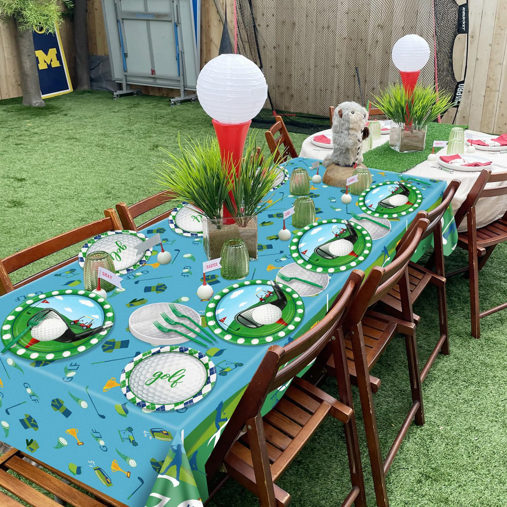 QUERICKY Golf Party Supplies for 20 Guests – Disposable Tableware Set with Plates, Napkins, Forks & Tablecloth
