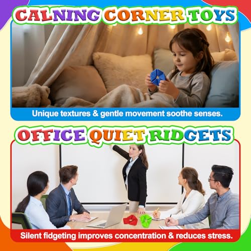 Quiet Fidget Toys for Kids 6-Pack: Sensory Flip Cubes for ADHD, Stress Relief, and Focus – Food-Grade Silicone, Patented Design