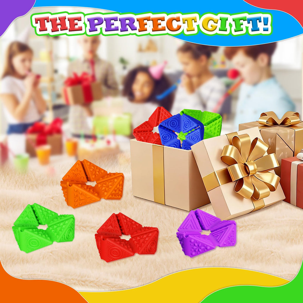 Quiet Fidget Toys for Kids 6-Pack: Sensory Flip Cubes for ADHD, Stress Relief, and Focus – Food-Grade Silicone, Patented Design