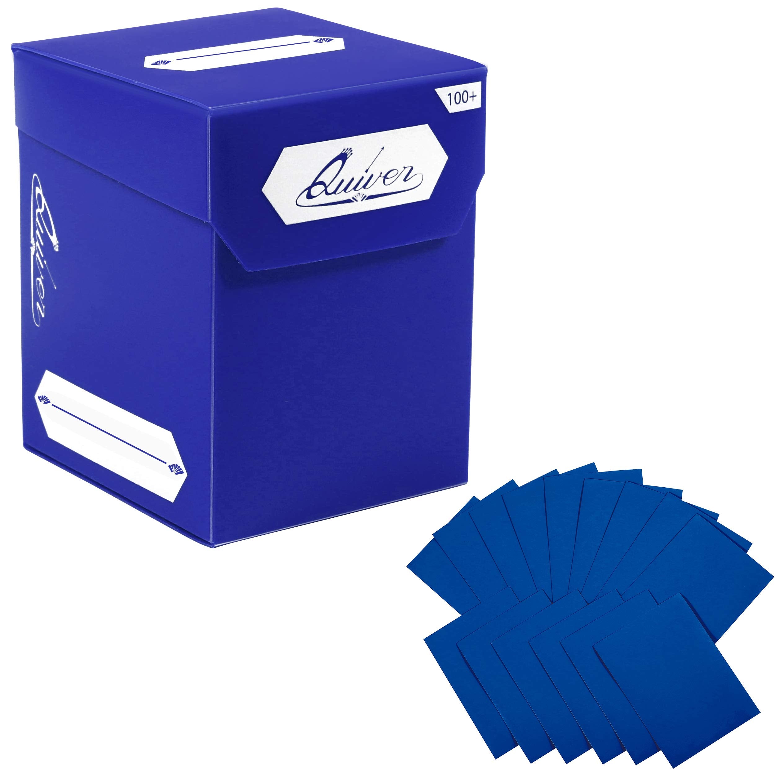 Quiver Time Blue TCG Deck Box & Sleeves Bundle – 100+ Capacity, 2 Dividers, 100 Artemis Blue Sleeves