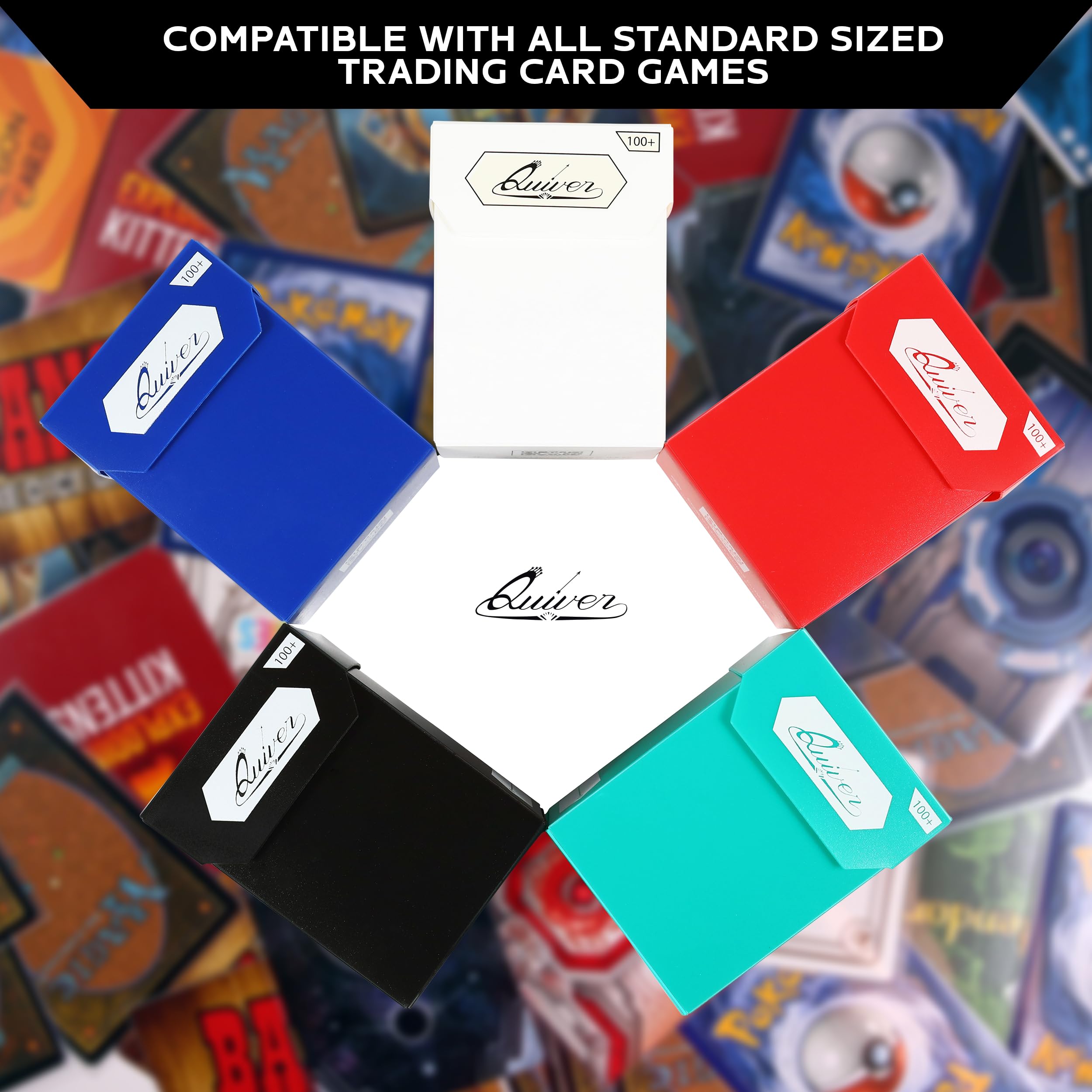Quiver Time Blue TCG Deck Box & Sleeves Bundle – 100+ Capacity, 2 Dividers, 100 Artemis Blue Sleeves