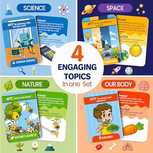 QUOKKA 101 WHY Card Games for Kids Ages 4-8 – Flash Cards with Simple Explanations & Fun Facts – Educational Games About Science, Nature, Space, Body Topics – Family and Classroom Activity