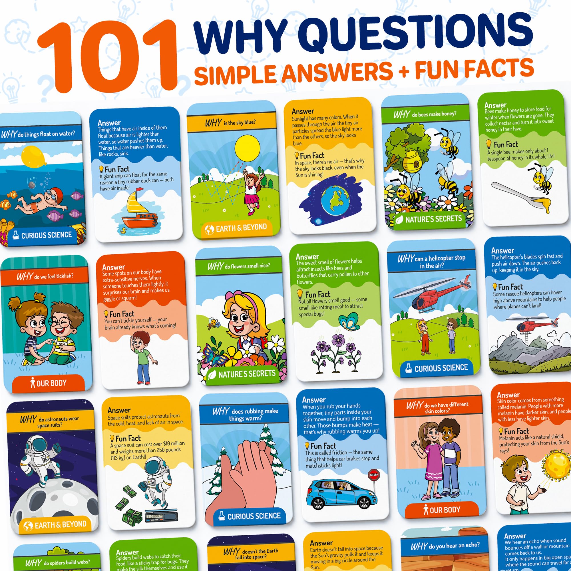 QUOKKA 101 WHY Card Games for Kids Ages 4-8 – Flash Cards with Simple Explanations & Fun Facts – Educational Games About Science, Nature, Space, Body Topics – Family and Classroom Activity