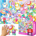 QUOKKA Giant Floor Puzzles for Kids Ages 4-6 – 48-Piece Unicorn Puzzle, 2x3 Feet, Extra-Thick Pieces, Premium Box with Handle & Magnetic Closure