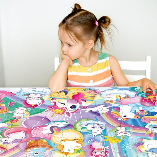 QUOKKA Giant Floor Puzzles for Kids Ages 4-6 – 48-Piece Unicorn Puzzle, 2x3 Feet, Extra-Thick Pieces, Premium Box with Handle & Magnetic Closure