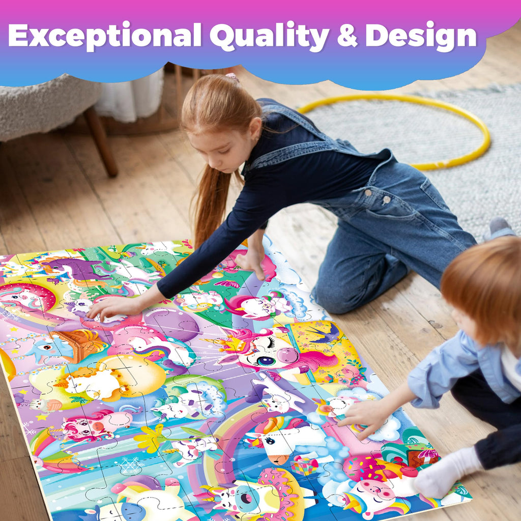 QUOKKA Giant Floor Puzzles for Kids Ages 4-6 – 48-Piece Unicorn Puzzle, 2x3 Feet, Extra-Thick Pieces, Premium Box with Handle & Magnetic Closure