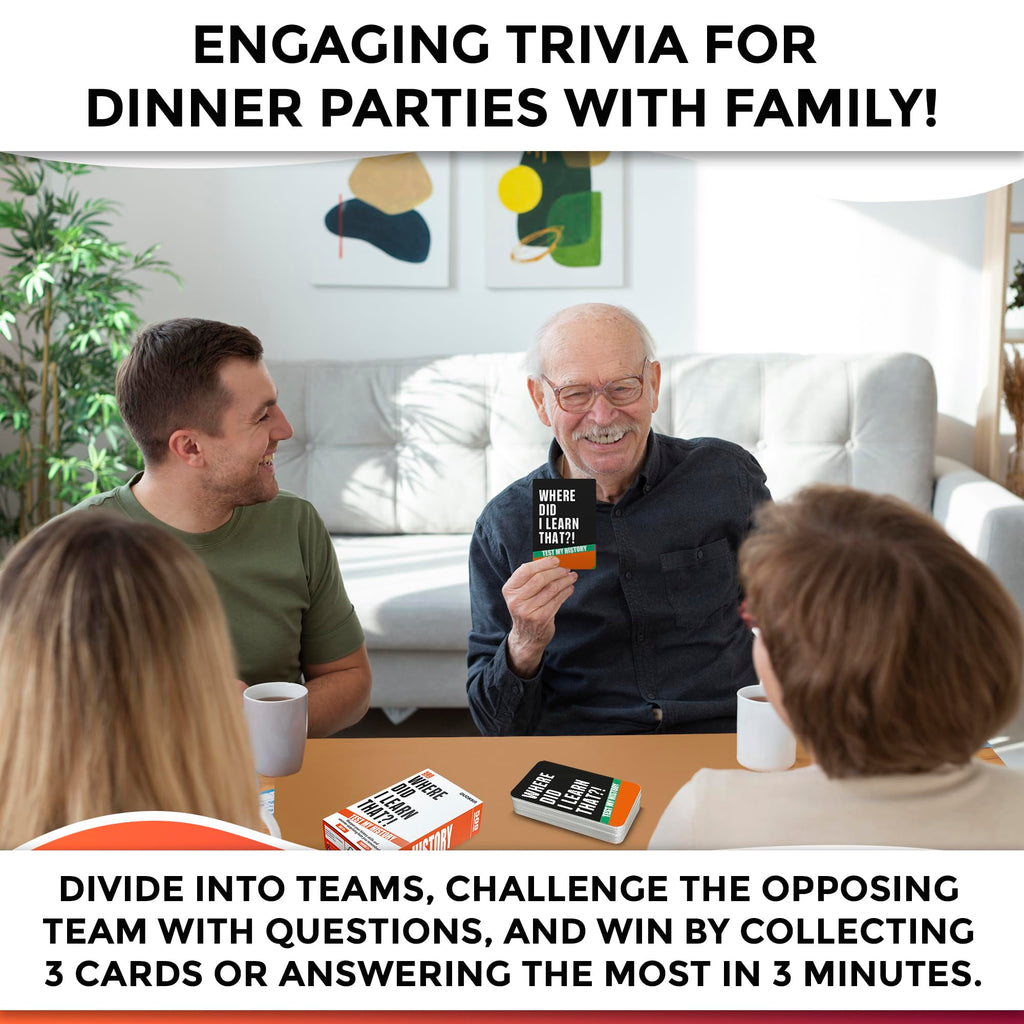 QUOKKA History Trivia Card Game: 500 Questions for Adults, Teens & Family Game Night