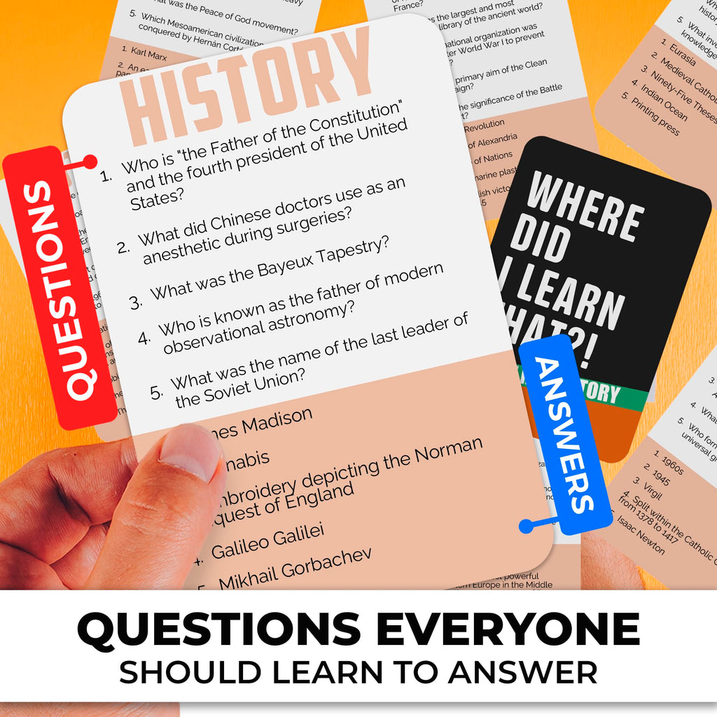 QUOKKA History Trivia Card Game: 500 Questions for Adults, Teens & Family Game Night