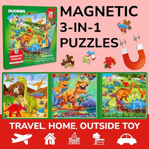 QUOKKA Magnetic Puzzle Book – 36-Piece Sudoku & Animal Magnets – Travel Toy for Kids Ages 3-5 – Screen-Free Road Trip Games