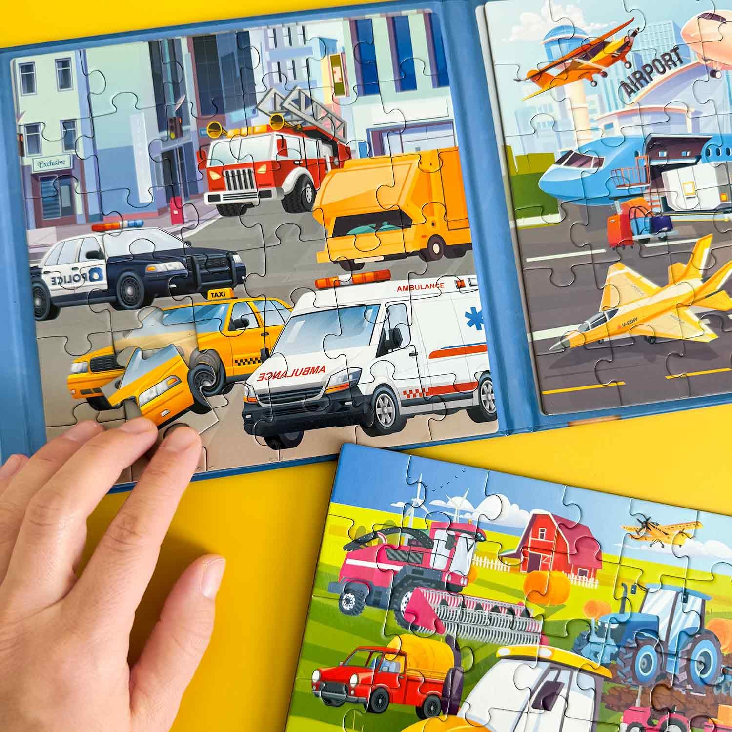 QUOKKA Magnetic Puzzle Book for Toddlers – 30+ Animal Magnets, Travel-Friendly 3-Panel Play Scene, Ages 3-6