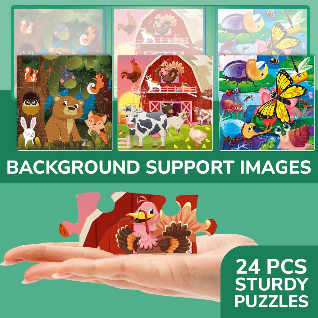 QUOKKA Magnetic Puzzle Book for Toddlers – 36 Piece Animal Puzzles for Travel – Ages 2-6