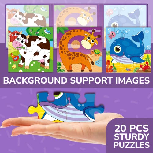 QUOKKA Magnetic Puzzles for Kids 1-5 – 20-Piece Animal Travel Game Book for Toddlers
