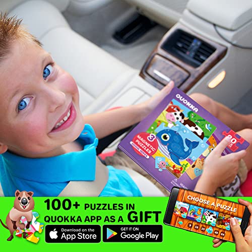 QUOKKA Magnetic Puzzles for Kids 1-5 – 20-Piece Animal Travel Game Book for Toddlers