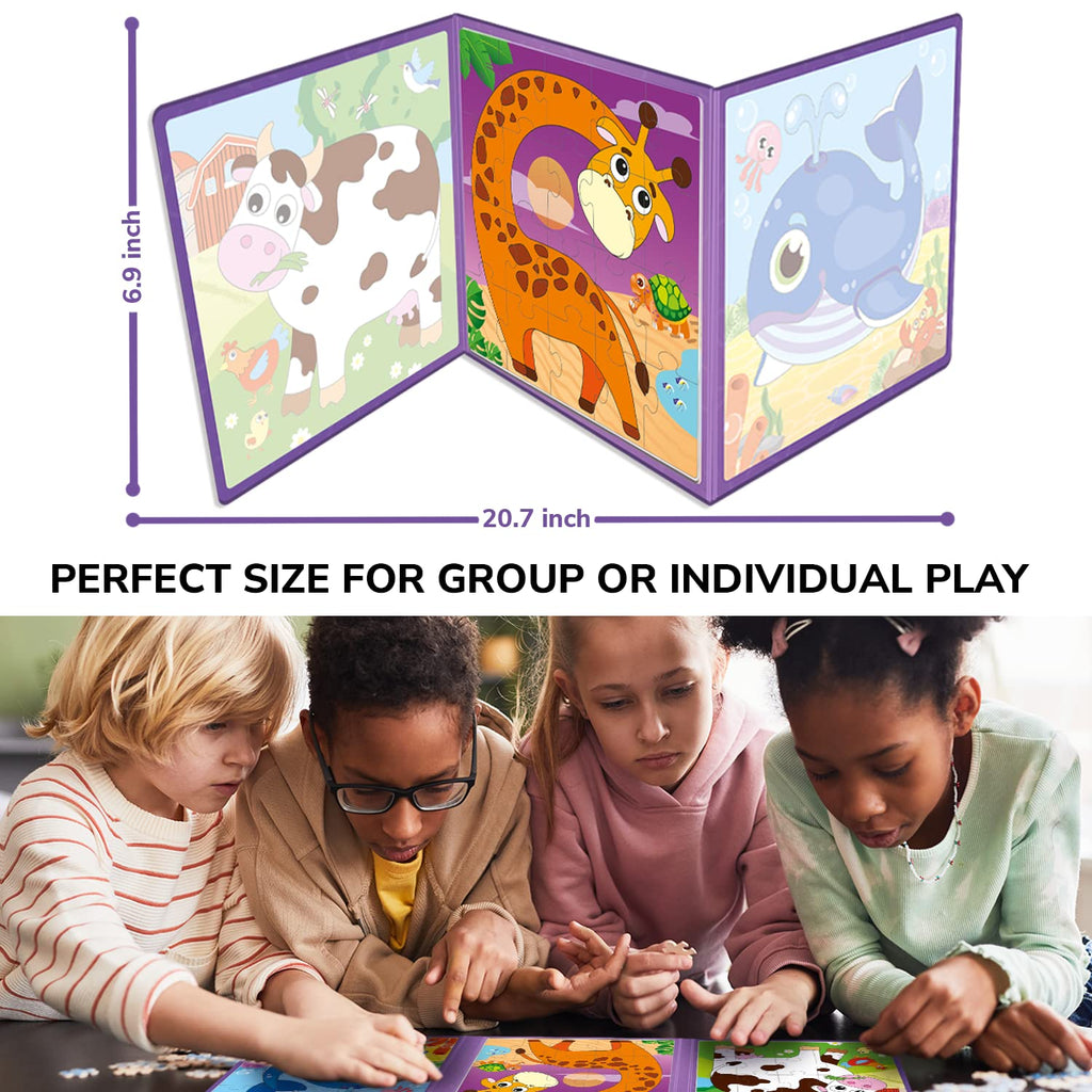 QUOKKA Magnetic Puzzles for Kids 1-5 – 20-Piece Animal Travel Game Book for Toddlers