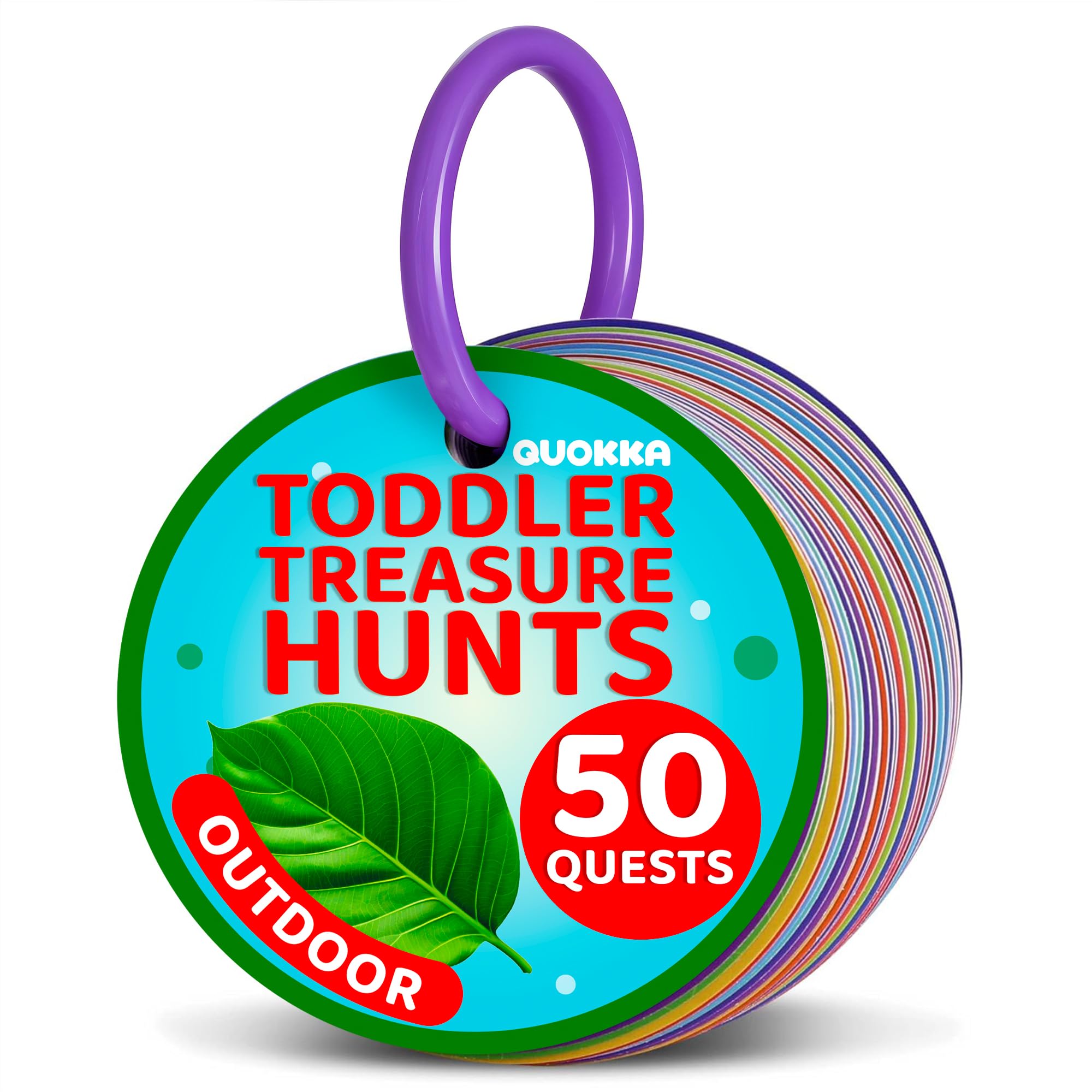 QUOKKA Scavenger Hunt Game for Toddlers – 50 Challenge Cards with Storage Ring