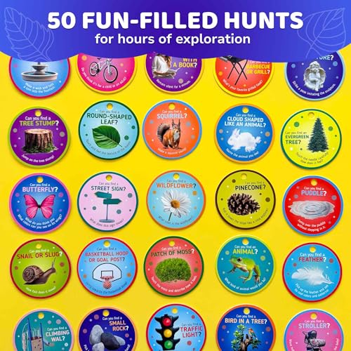 QUOKKA Scavenger Hunt Game for Toddlers – 50 Challenge Cards with Storage Ring