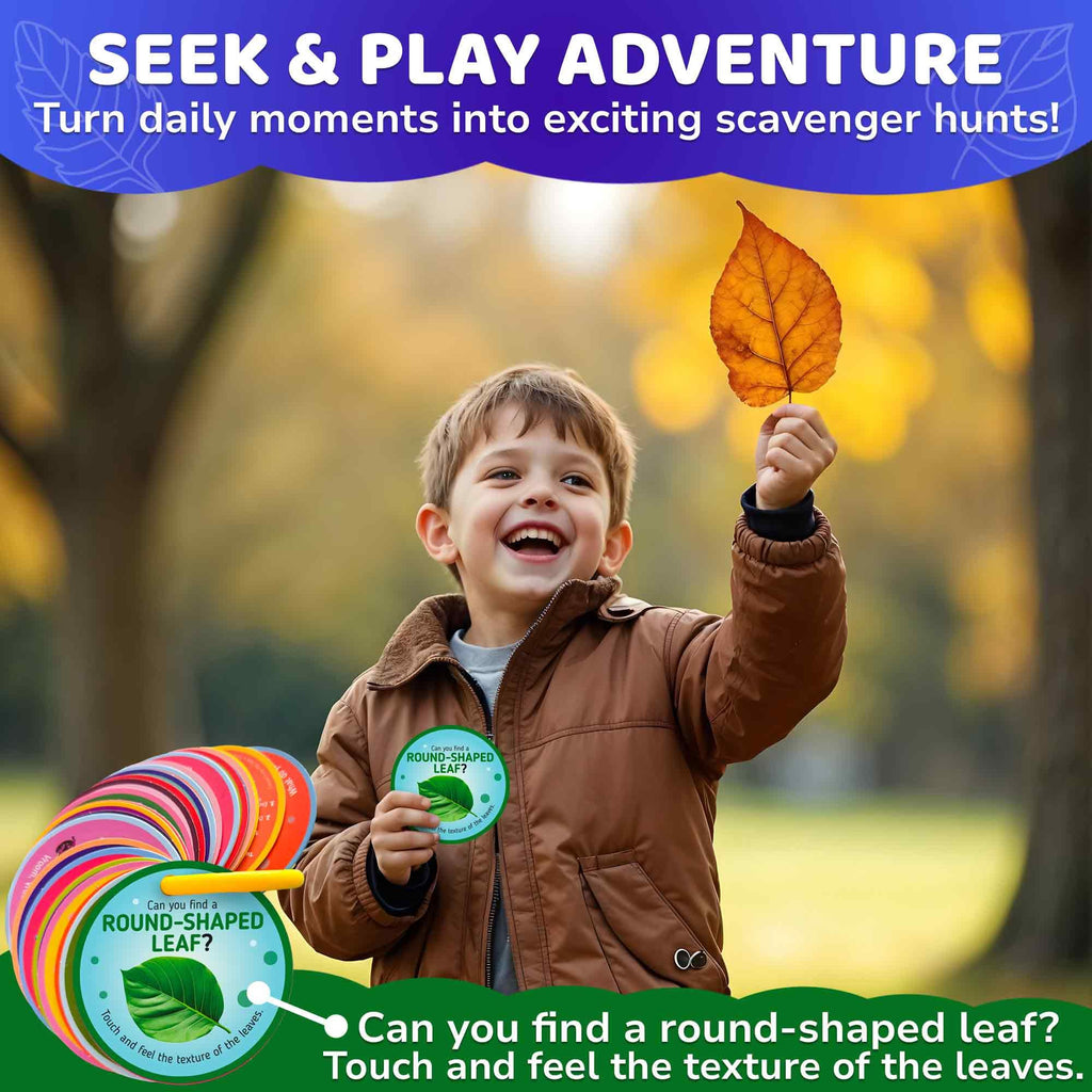 QUOKKA Scavenger Hunt Game for Toddlers – 50 Challenge Cards with Storage Ring
