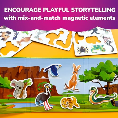 QUOKKA Travel Magnetic Puzzle Book – 20+ Animal Magnets, Extra-Long Play Scene, Perfect for Car & Plane Activities (Ages 1-5)