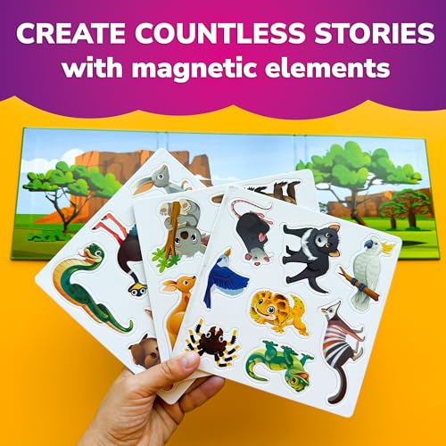 QUOKKA Travel Magnetic Puzzle Book – 20+ Animal Magnets, Extra-Long Play Scene, Perfect for Car & Plane Activities (Ages 1-5)