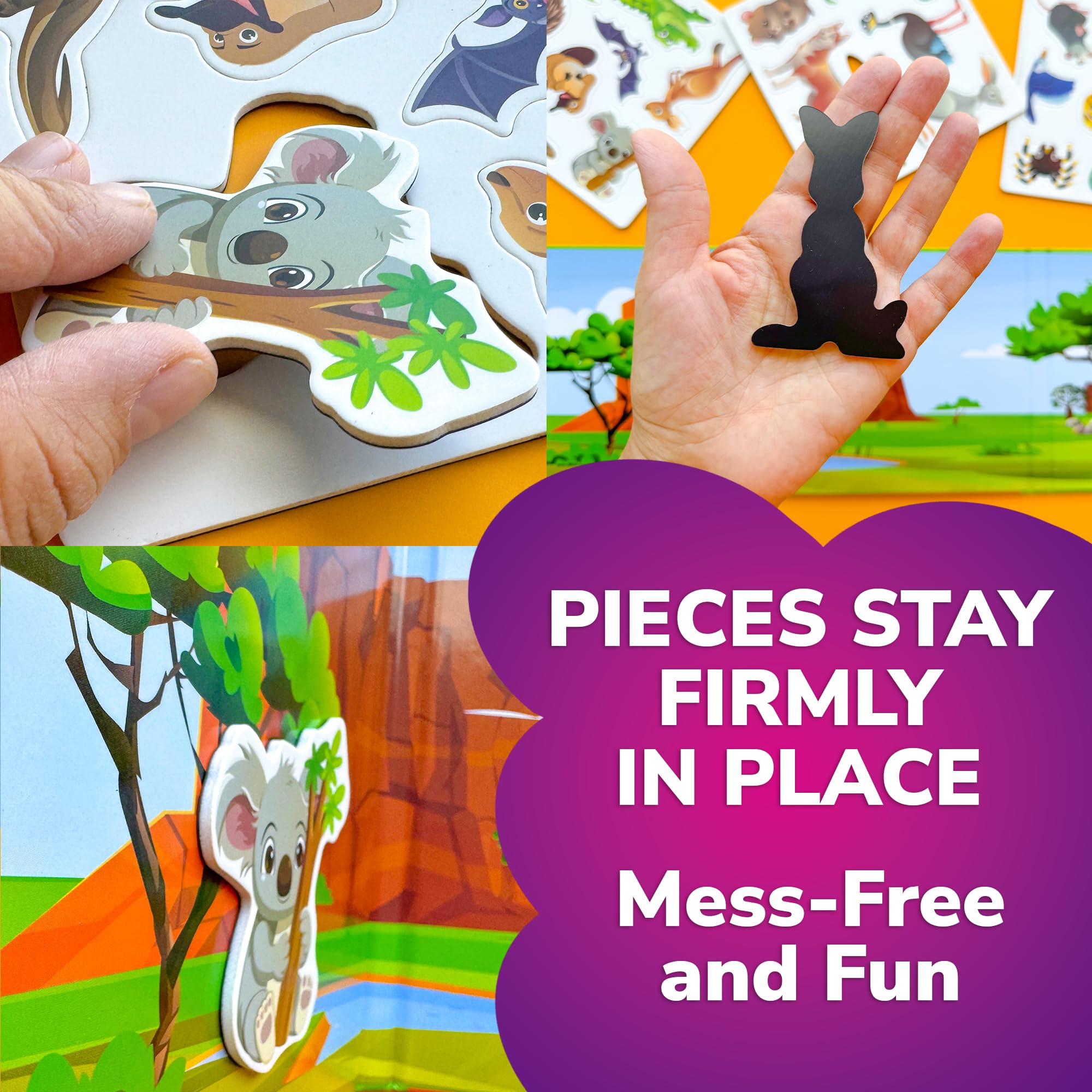 QUOKKA Travel Magnetic Puzzle Book – 20+ Animal Magnets, Extra-Long Play Scene, Perfect for Car & Plane Activities (Ages 1-5)