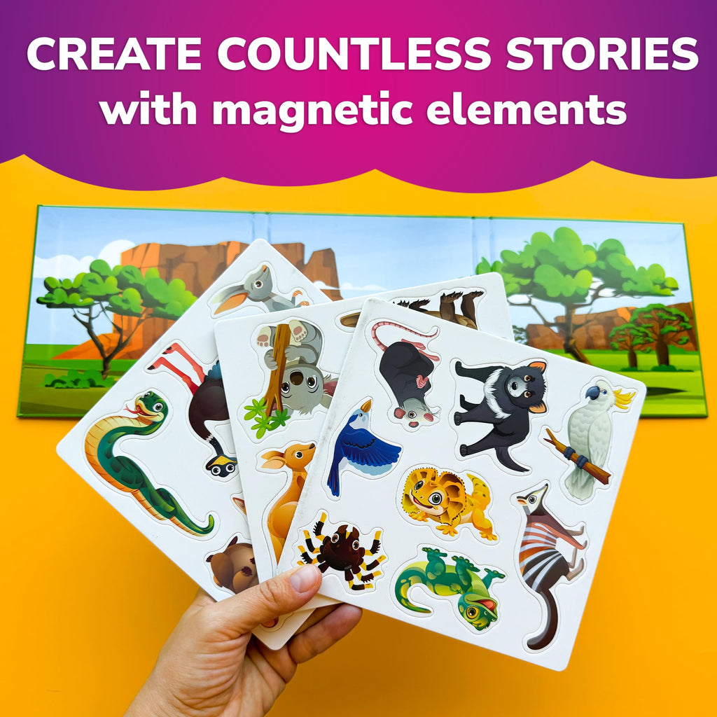 QUOKKA Travel Magnetic Puzzle Book – 20+ Animal Magnets, Extra-Long Play Scene, Perfect for Car & Plane Activities (Ages 1-5)