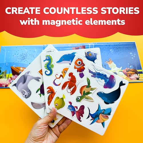 QUOKKA Travel Magnetic Puzzle for Toddlers – Sea Animal Magnets with Playbook – Fun Car Activity for Ages 1-5