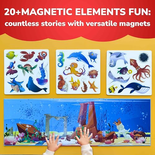 QUOKKA Travel Magnetic Puzzle for Toddlers – Sea Animal Magnets with Playbook – Fun Car Activity for Ages 1-5