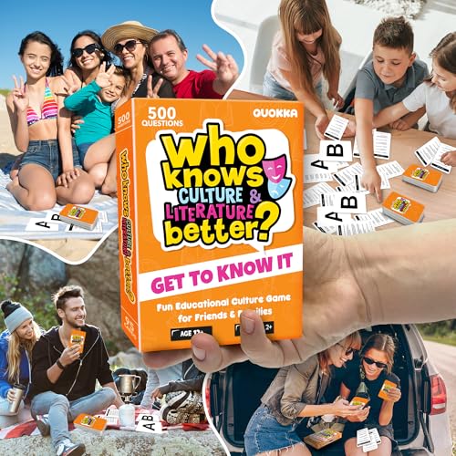 QUOKKA Who Knows Culture and Literature Better? – Educational Card Game with 500+ Trivia Questions for Kids and Adults