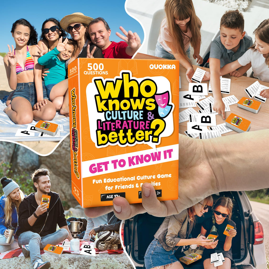 QUOKKA Who Knows Culture and Literature Better? – Educational Card Game with 500+ Trivia Questions for Kids and Adults