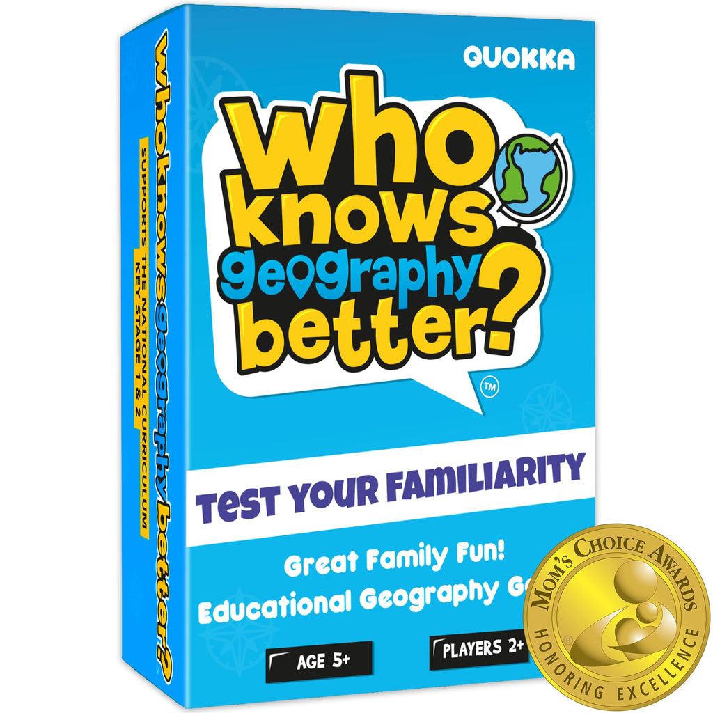 QUOKKA Who Knows Geography Better – 500+ Geography Trivia Cards for Family Game Night, Ages 8+