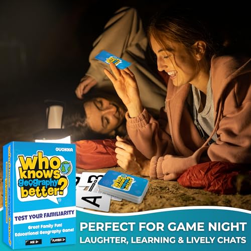 QUOKKA Who Knows Geography Better – 500+ Geography Trivia Cards for Family Game Night, Ages 8+