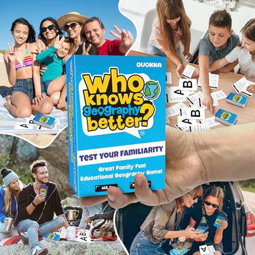 QUOKKA Who Knows Geography Better – 500+ Geography Trivia Cards for Family Game Night, Ages 8+
