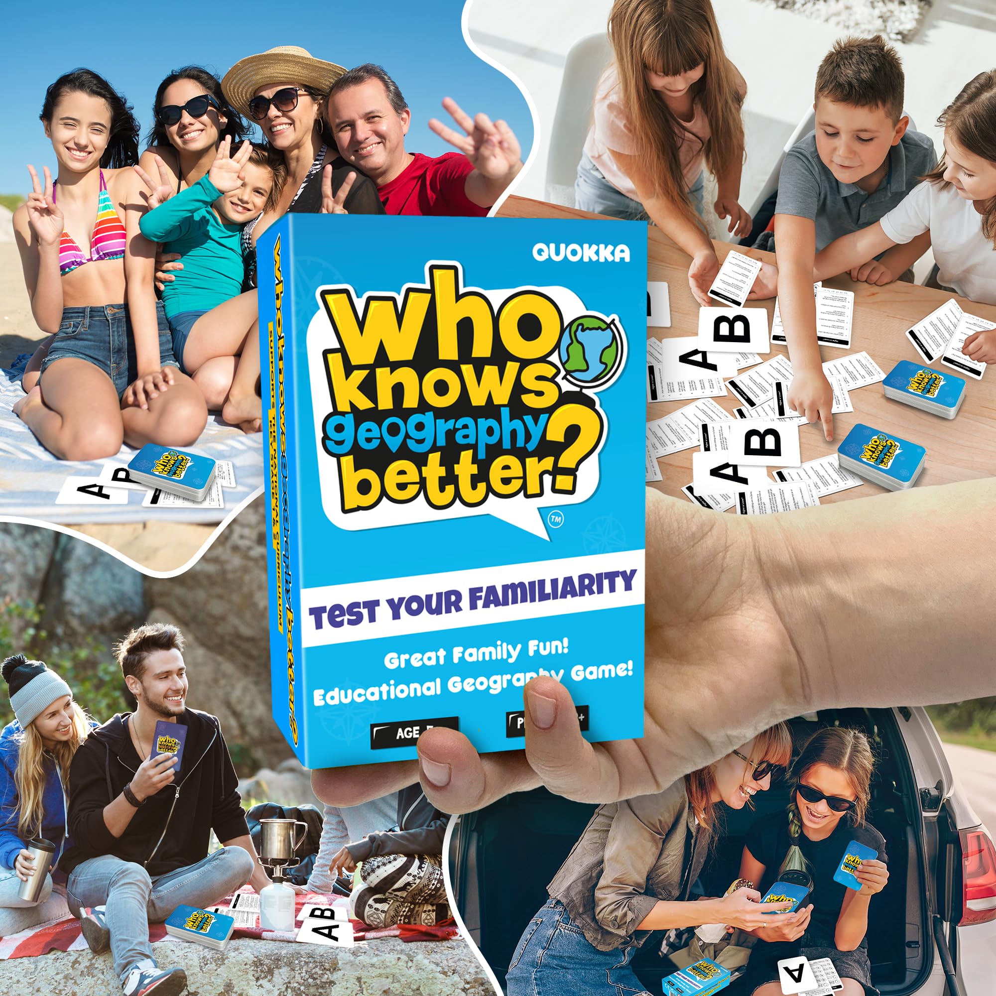 QUOKKA Who Knows Geography Better – 500+ Geography Trivia Cards for Family Game Night, Ages 8+