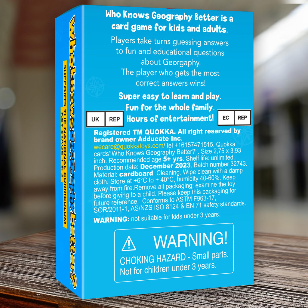 QUOKKA Who Knows Geography Better – 500+ Geography Trivia Cards for Family Game Night, Ages 8+