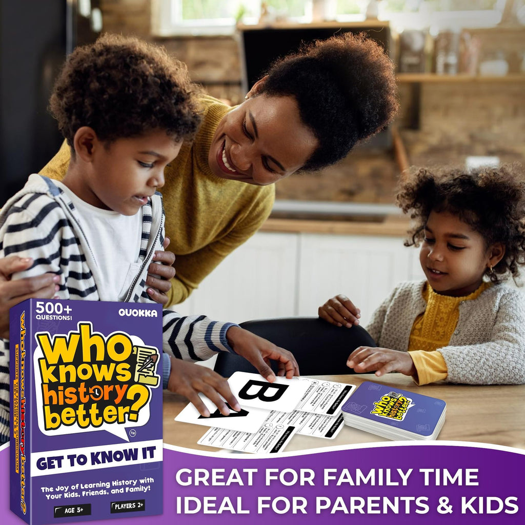 QUOKKA Who Knows History Better – 500+ Trivia Card Game for Kids 8-12 & Adults – Educational Family Game Night Fun