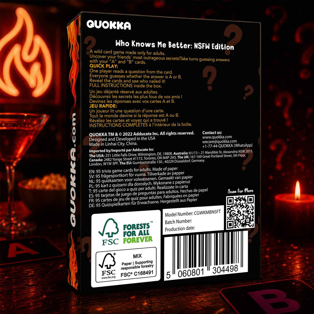 QUOKKA Who Knows Me Better NSFW Card Game – 500+ Questions for Adults 18+