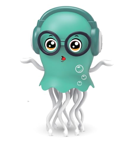 Qxbuhe Dancing Octopus Toy with Smart Obstacle Sensor, LED Lights and Music - Green Jellyfish Design