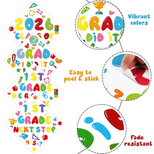 Qyeahkj 24-Piece Graduation Cap Topper Sticker Kit for Kindergarten DIY Crafts