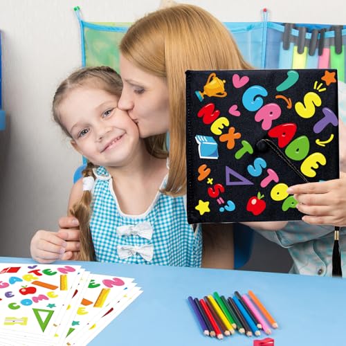 Qyeahkj 24-Piece Graduation Cap Topper Sticker Kit for Kindergarten DIY Crafts