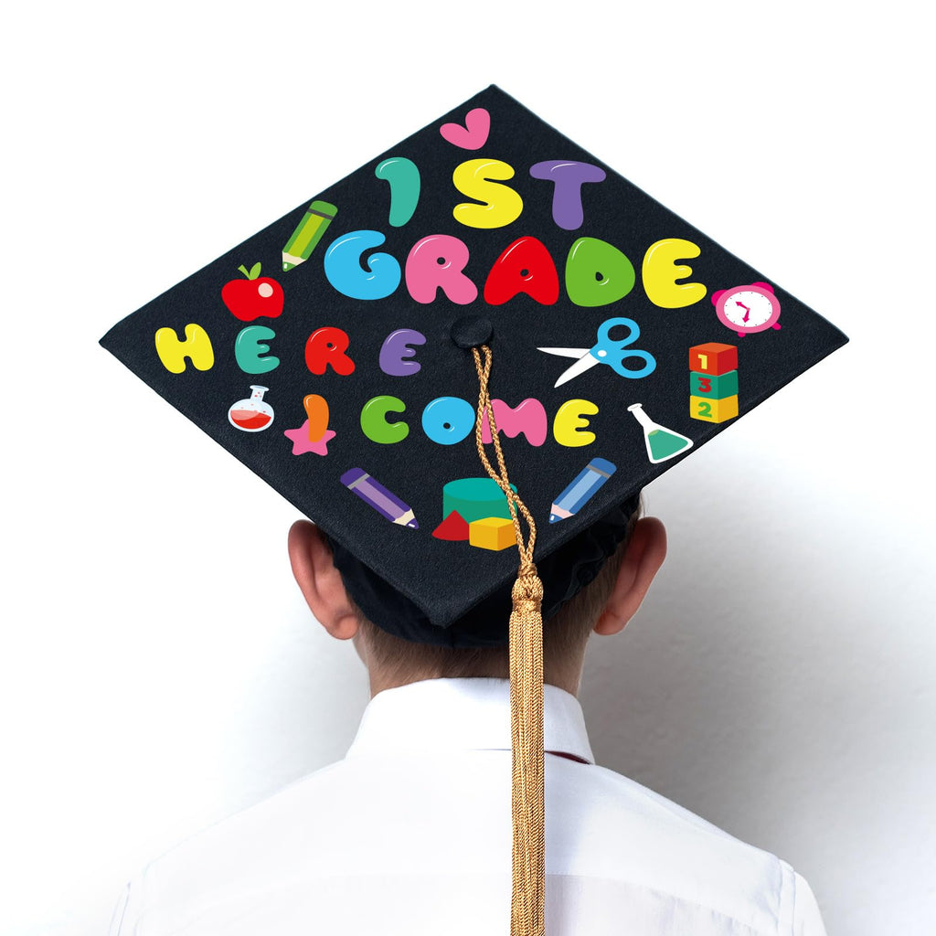 Qyeahkj 24-Piece Graduation Cap Topper Sticker Kit for Kindergarten DIY Crafts