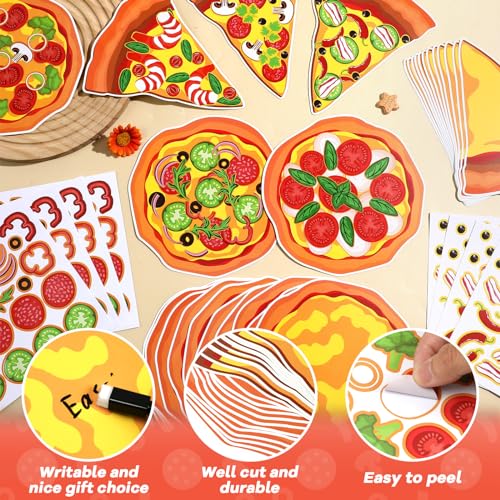 Qyeahkj 30-Piece Pizza Sticker Craft Kit – DIY Topping Stickers for Party Favors and Classroom Activities