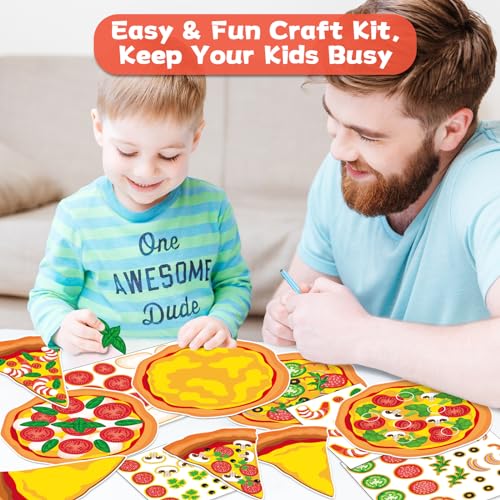 Qyeahkj 30-Piece Pizza Sticker Craft Kit – DIY Topping Stickers for Party Favors and Classroom Activities