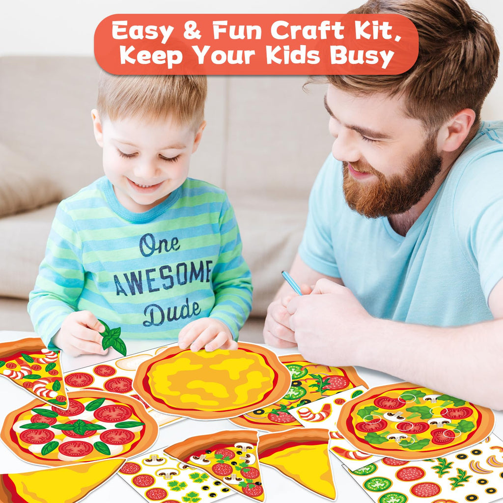 Qyeahkj 30-Piece Pizza Sticker Craft Kit – DIY Topping Stickers for Party Favors and Classroom Activities