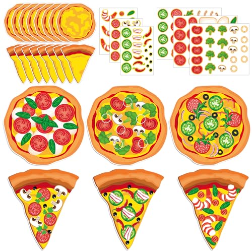 Qyeahkj 30-Piece Pizza Sticker Craft Kit – DIY Topping Stickers for Party Favors and Classroom Activities