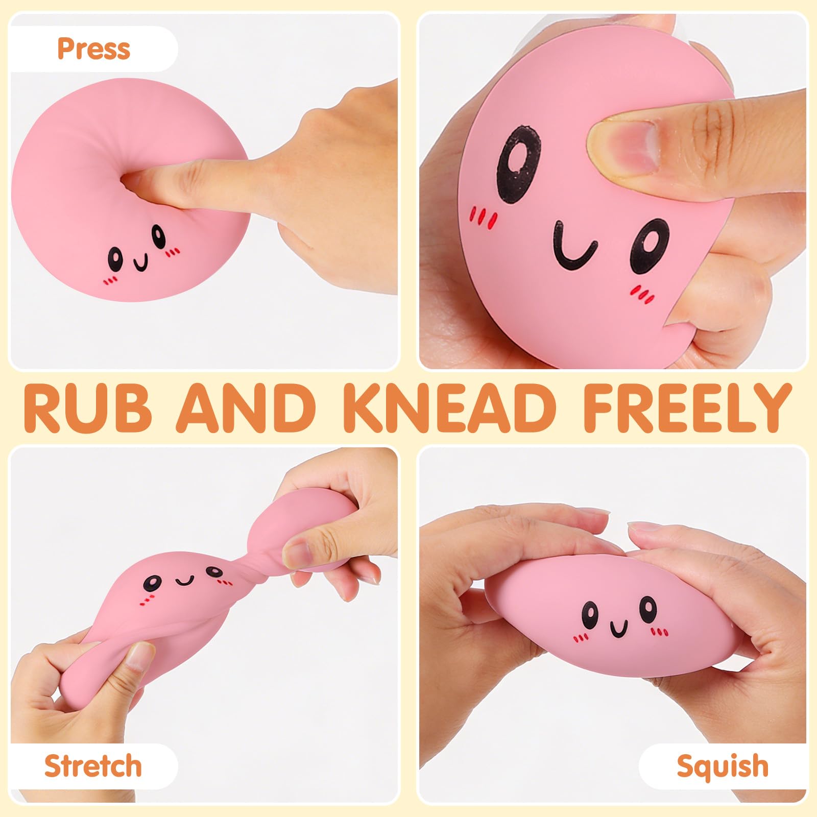 Qyubov Dumpling Squishy - Pink Soft Stress Ball, Fidget Sensory Toy for Anxiety Relief