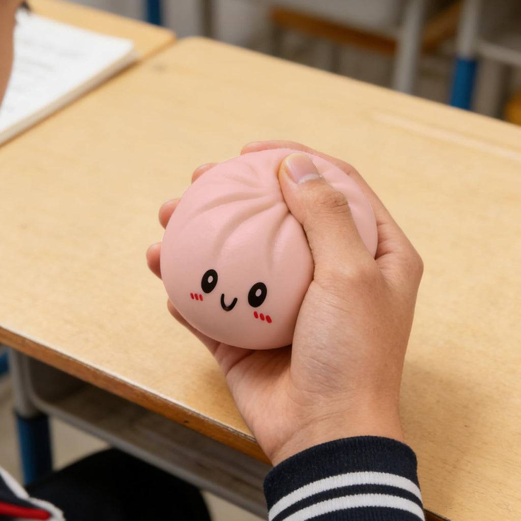 Qyubov Dumpling Squishy - Pink Soft Stress Ball, Fidget Sensory Toy for Anxiety Relief